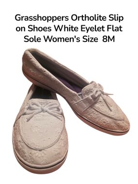 Grasshoppers White Eyelet Slip-On Flats - Women's US8 Euc